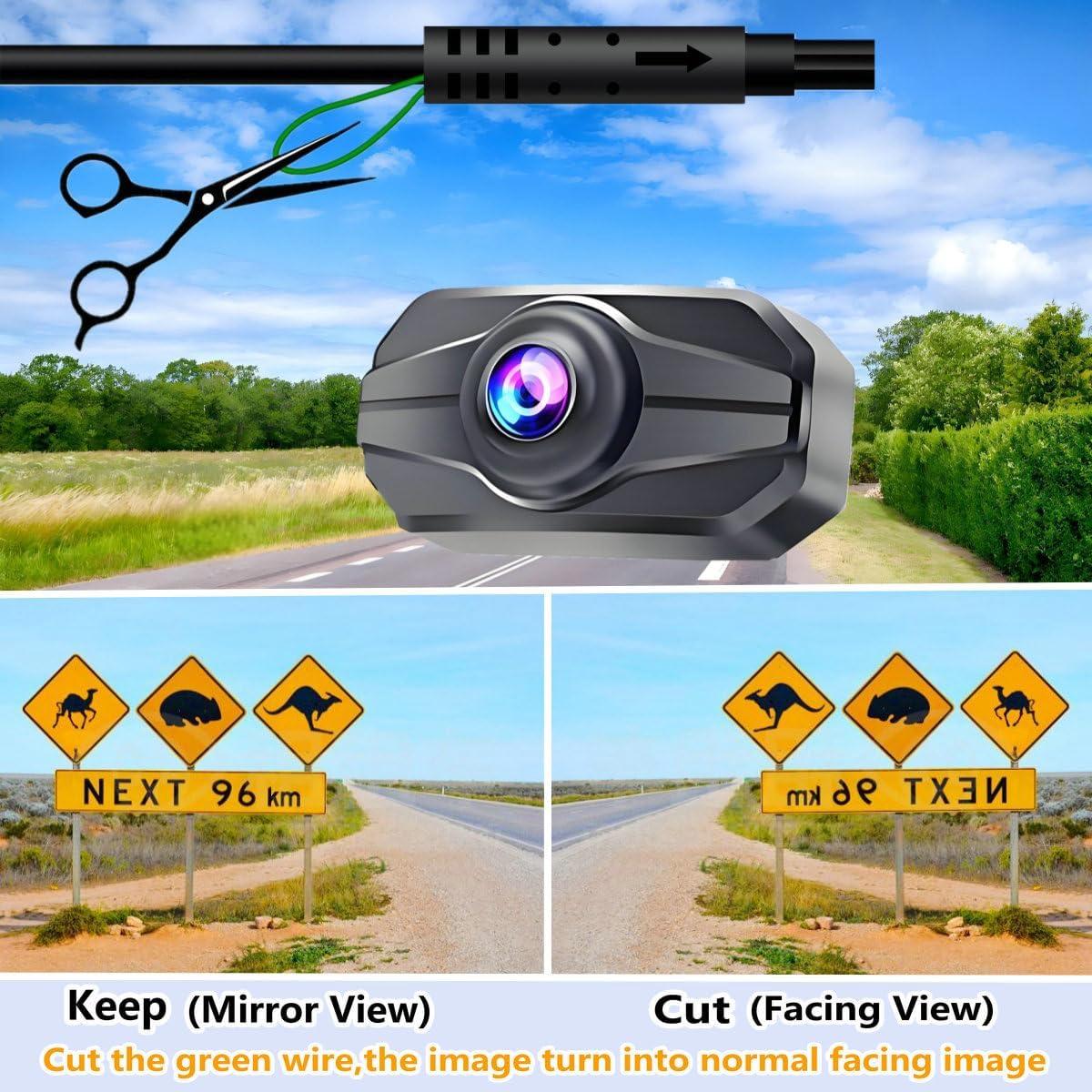 Car Rear View Camera, Backup Camera for Car, Trucks, SUVs, Pickup, 4.3-inch IPS Monitor, Night Vision, DIY Guide Lines, Front/Rear Camera Switch,IP69 Waterproof K4301