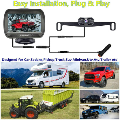 Car Rear View Camera, Backup Camera for Car, Trucks, SUVs, Pickup, 4.3-inch IPS Monitor, Night Vision, DIY Guide Lines, Front/Rear Camera Switch,IP69 Waterproof K4301