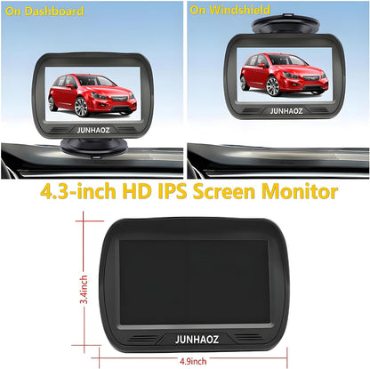 Car Rear View Camera, Backup Camera for Car, Trucks, SUVs, Pickup, 4.3-inch IPS Monitor, Night Vision, DIY Guide Lines, Front/Rear Camera Switch,IP69 Waterproof K4301