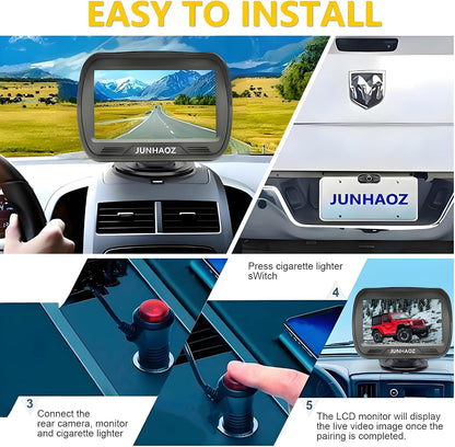 Car Rear View Camera, Backup Camera for Car, Trucks, SUVs, Pickup, 4.3-inch IPS Monitor, Night Vision, DIY Guide Lines, Front/Rear Camera Switch,IP69 Waterproof K4301