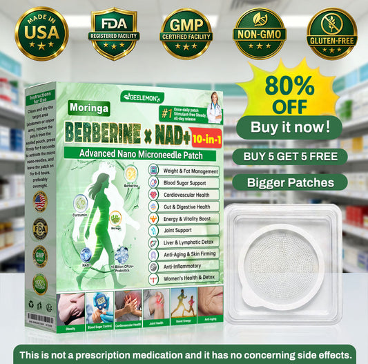 ⭐𝐆𝐞𝐞𝐋𝐞𝐦𝐨𝐧® 𝐌𝐨𝐫𝐢𝗻𝗴𝗮 · 𝐁𝐞𝐫𝐛𝗲𝗿𝗶𝗻𝗲 × 𝗡𝗔𝗗+ 𝟏𝟎 𝐢𝐧 𝟏 𝐀𝐝𝐯𝐚𝐧𝐜𝐞𝐝 𝗡𝗮𝗻𝗼 𝗠𝗶𝗰𝗿𝗼𝗻𝐞𝐞𝐝𝐥𝐞 𝐏𝐚𝐭𝗰𝗵👩‍⚕️👩‍⚕️(Just once a day, visible changes in 7 days) ✅ For obesity, loose skin, diabetes, and more.